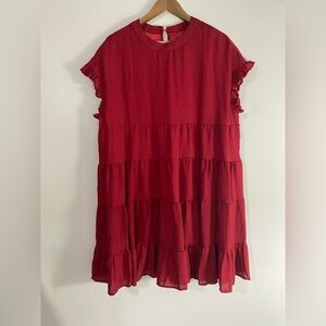 Foteisy - Red Ruffle Dress